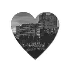 Sunset Coastal Urban Scene, Montevideo, Uruguay Heart Magnet by dflcprintsclothing