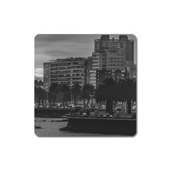 Sunset Coastal Urban Scene, Montevideo, Uruguay Square Magnet by dflcprintsclothing