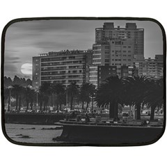 Sunset Coastal Urban Scene, Montevideo, Uruguay Fleece Blanket (mini) by dflcprintsclothing