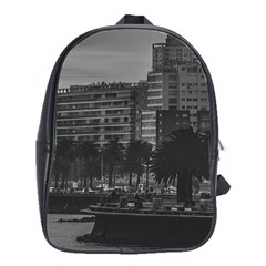 Sunset Coastal Urban Scene, Montevideo, Uruguay School Bag (large) by dflcprintsclothing