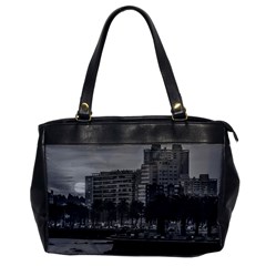 Sunset Coastal Urban Scene, Montevideo, Uruguay Oversize Office Handbag by dflcprintsclothing