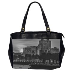 Sunset Coastal Urban Scene, Montevideo, Uruguay Oversize Office Handbag (2 Sides) by dflcprintsclothing