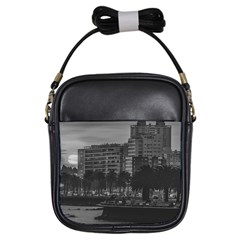 Sunset Coastal Urban Scene, Montevideo, Uruguay Girls Sling Bag by dflcprintsclothing