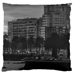 Sunset Coastal Urban Scene, Montevideo, Uruguay Large Cushion Case (one Side) by dflcprintsclothing