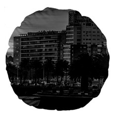 Sunset Coastal Urban Scene, Montevideo, Uruguay Large 18  Premium Round Cushions by dflcprintsclothing