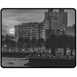 Sunset Coastal Urban Scene, Montevideo, Uruguay Double Sided Fleece Blanket (Medium)  58.8 x47.4  Blanket Front