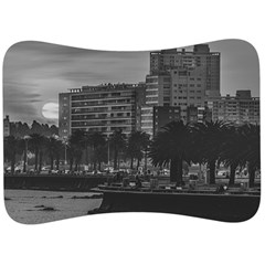 Sunset Coastal Urban Scene, Montevideo, Uruguay Velour Seat Head Rest Cushion by dflcprintsclothing