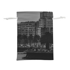 Sunset Coastal Urban Scene, Montevideo, Uruguay Lightweight Drawstring Pouch (l) by dflcprintsclothing