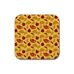 Apple Pie Pattern Rubber Coaster (square)  by designsbymallika