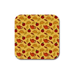 Apple Pie Pattern Rubber Square Coaster (4 Pack)  by designsbymallika