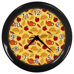 Apple Pie Pattern Wall Clock (black) by designsbymallika