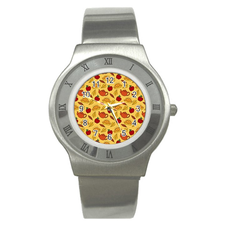 Apple Pie Pattern Stainless Steel Watch