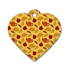 Apple Pie Pattern Dog Tag Heart (two Sides) by designsbymallika