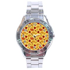 Apple Pie Pattern Stainless Steel Analogue Watch by designsbymallika