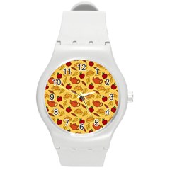 Apple Pie Pattern Round Plastic Sport Watch (m) by designsbymallika