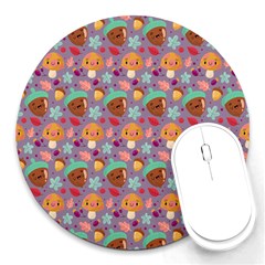 Nuts And Mushroom Pattern Round Mousepads by designsbymallika