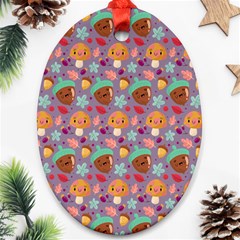 Nuts And Mushroom Pattern Ornament (oval) by designsbymallika