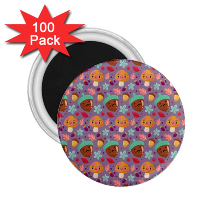 Nuts And Mushroom Pattern 2.25  Magnets (100 pack) 