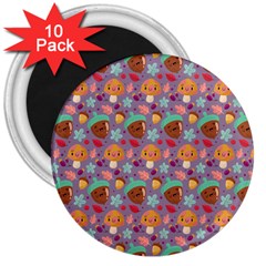 Nuts And Mushroom Pattern 3  Magnets (10 Pack)  by designsbymallika