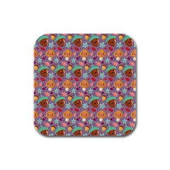 Nuts And Mushroom Pattern Rubber Square Coaster (4 Pack)  by designsbymallika