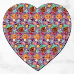 Nuts And Mushroom Pattern Jigsaw Puzzle (heart) by designsbymallika