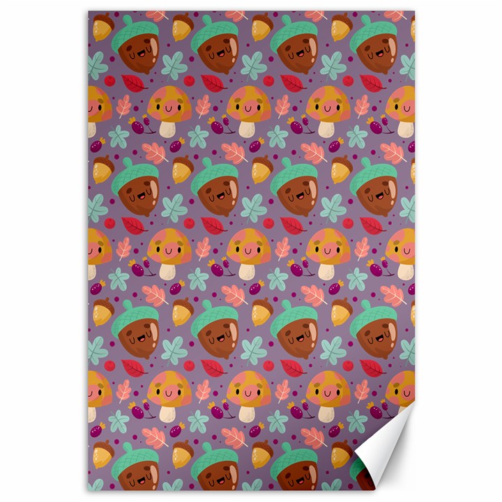 Nuts And Mushroom Pattern Canvas 12  x 18 