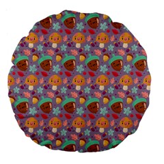 Nuts And Mushroom Pattern Large 18  Premium Flano Round Cushions by designsbymallika