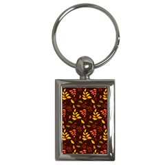 Yellow Green Orange Leaf Pattern Key Chain (rectangle) by designsbymallika