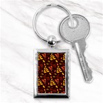 Yellow Green Orange Leaf Pattern Key Chain (Rectangle) Front