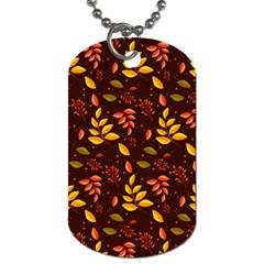 Yellow Green Orange Leaf Pattern Dog Tag (two Sides) by designsbymallika