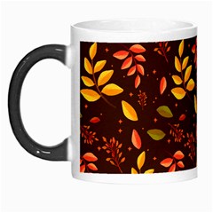 Yellow Green Orange Leaf Pattern Morph Mugs by designsbymallika