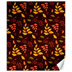 Yellow Green Orange Leaf Pattern Canvas 8  X 10  by designsbymallika