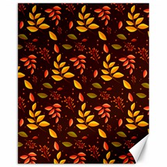 Yellow Green Orange Leaf Pattern Canvas 16  X 20  by designsbymallika