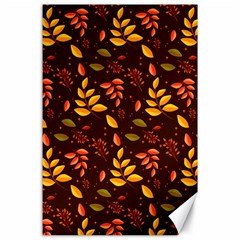 Yellow Green Orange Leaf Pattern Canvas 24  X 36  by designsbymallika