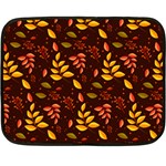 Yellow Green Orange Leaf Pattern Fleece Blanket (Mini) 35 x27  Blanket