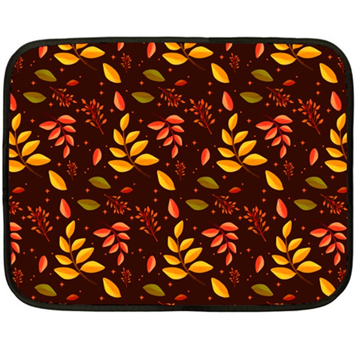 Yellow Green Orange Leaf Pattern Fleece Blanket (Mini)