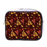 Yellow Green Orange Leaf Pattern Mini Toiletries Bag (One Side) Front