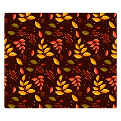 Yellow Green Orange Leaf Pattern Double Sided Flano Blanket (small)  by designsbymallika