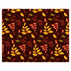 Yellow Green Orange Leaf Pattern Double Sided Flano Blanket (medium)  by designsbymallika