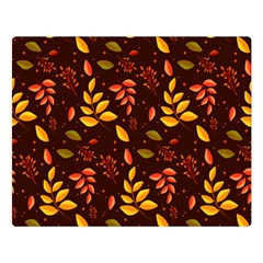 Yellow Green Orange Leaf Pattern Double Sided Flano Blanket (large)  by designsbymallika