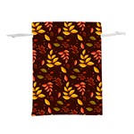 Yellow Green Orange Leaf Pattern Lightweight Drawstring Pouch (S) Front