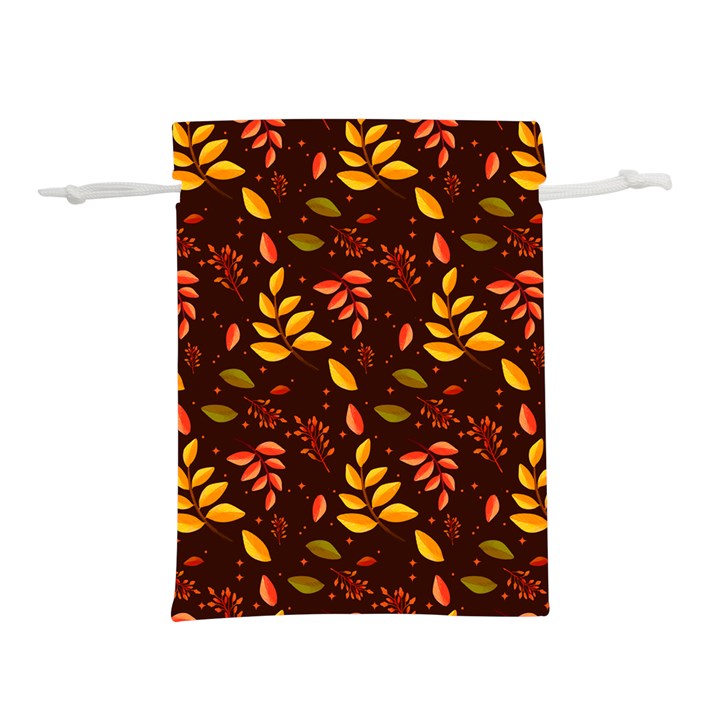 Yellow Green Orange Leaf Pattern Lightweight Drawstring Pouch (S)