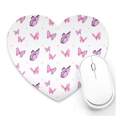 Pink Purple Butterfly Heart Mousepads by designsbymallika