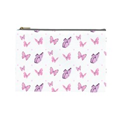 Pink Purple Butterfly Cosmetic Bag (large) by designsbymallika