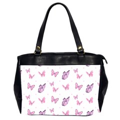 Pink Purple Butterfly Oversize Office Handbag (2 Sides) by designsbymallika