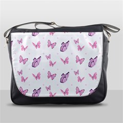 Pink Purple Butterfly Messenger Bag by designsbymallika