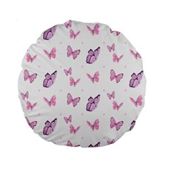 Pink Purple Butterfly Standard 15  Premium Round Cushions by designsbymallika