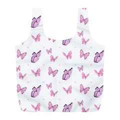 Pink Purple Butterfly Full Print Recycle Bag (l) by designsbymallika