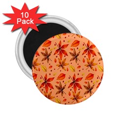 Orange Brown Leaves 2 25  Magnets (10 Pack)  by designsbymallika