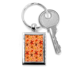 Orange Brown Leaves Key Chain (rectangle) by designsbymallika